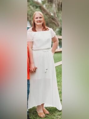 Apt. 9 Ivory Lace-Trim High-Low Maxi Dress